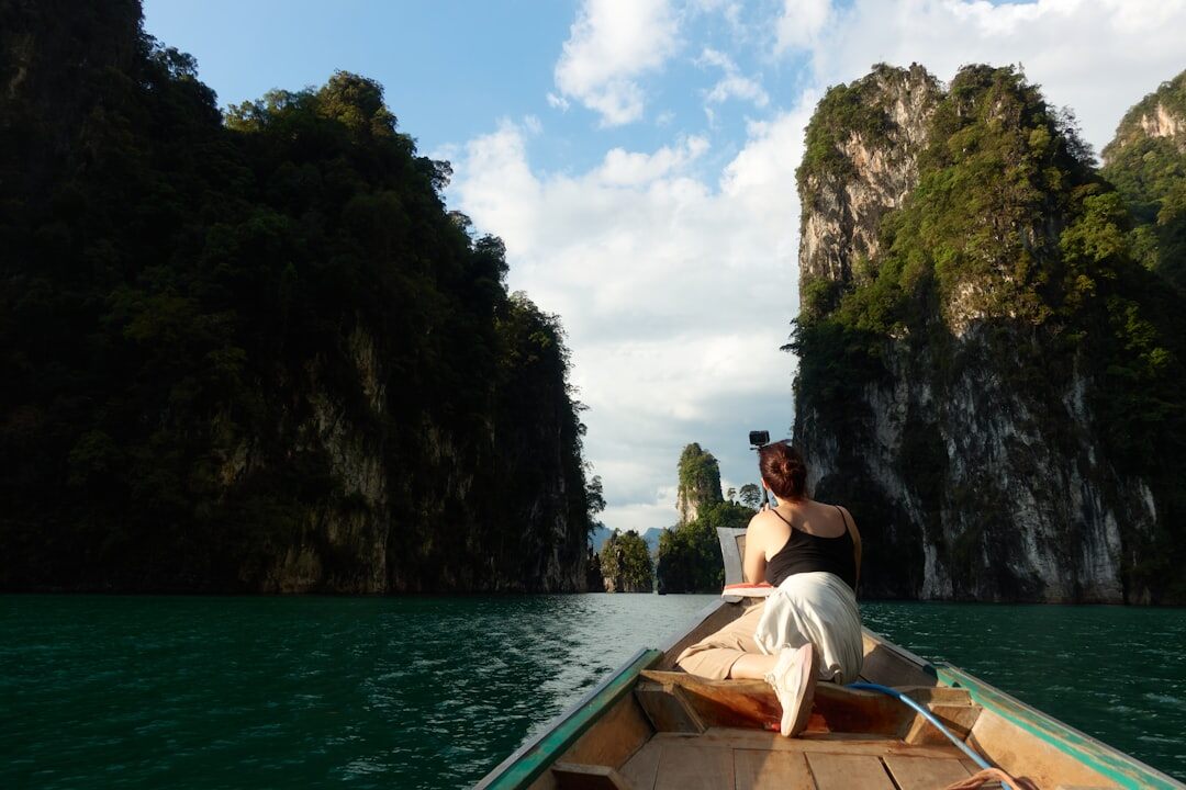 traveler listening to radio in exotic location