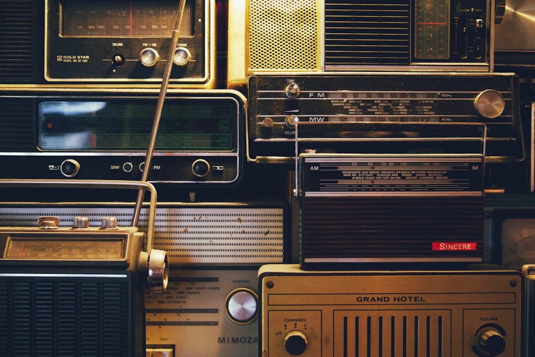 community gathering around radio