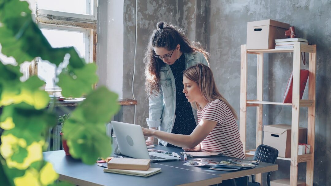 Media professionals team working together in a creative office