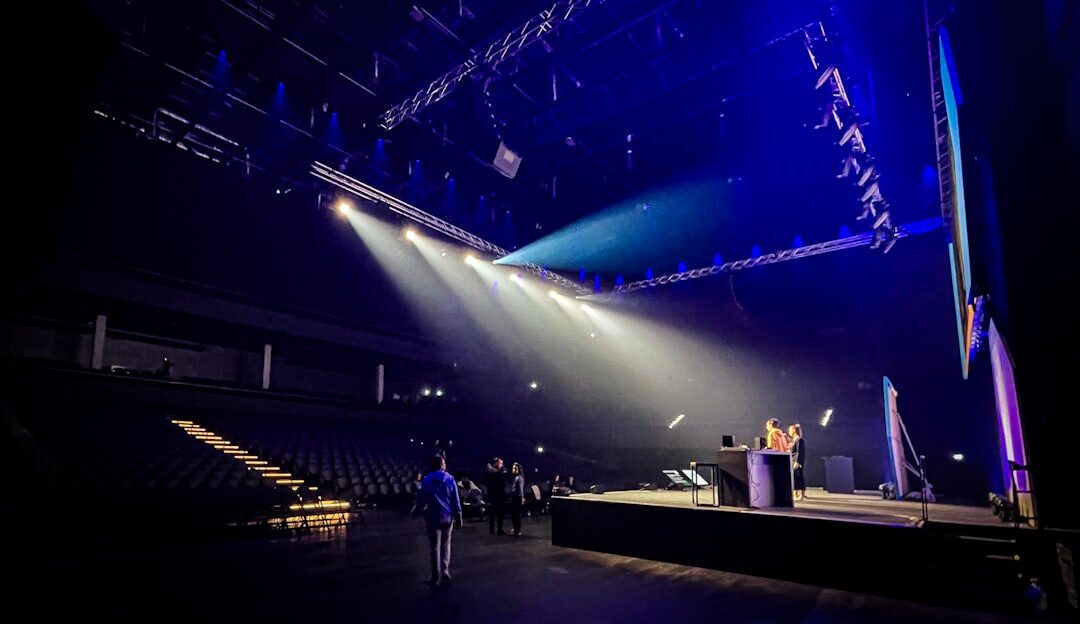 Media event with audience and professional stage lighting